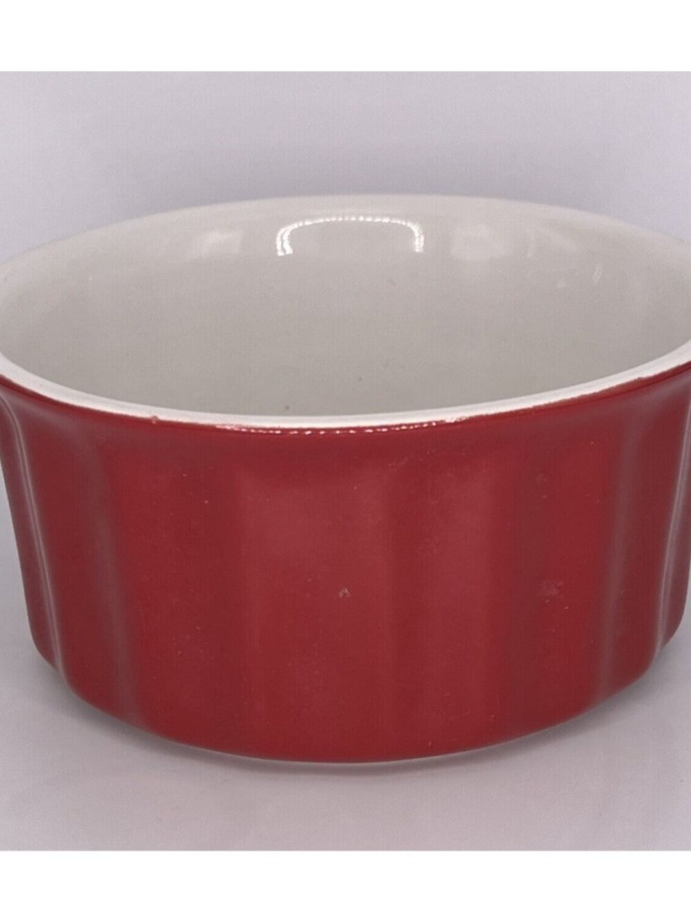 Housewares International  Round SouffleDish Red and White 5" Dia x 2.5" Tall